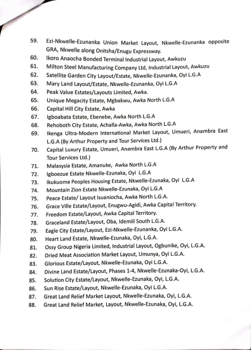 154 unapproved estates in Anambra