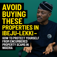 Warning sign on fenced land in Ibeju-Lekki showing property flagged as encumbered and not for sale in Lagos, Nigeria